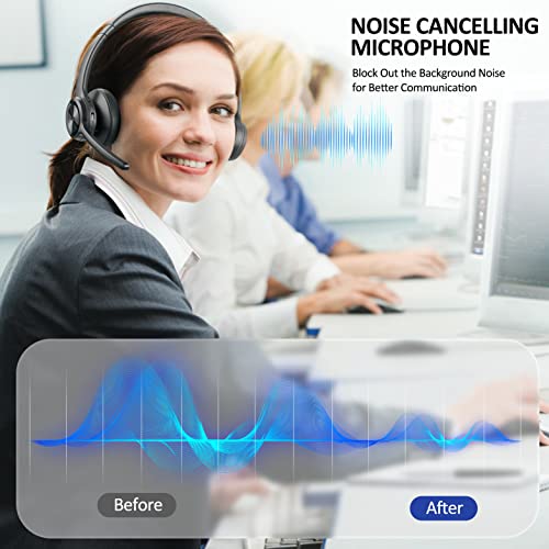 Bluetooth Headset V5.2, Wireless Headphones with Noise Cancelling Microphone, On Ear Wireless Headset for Cell Phones Laptop Computer - Image 6