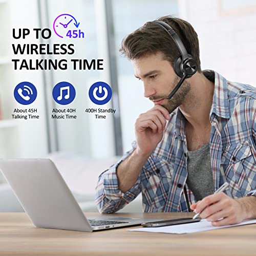 Bluetooth Headset V5.2, Wireless Headphones with Noise Cancelling Microphone, On Ear Wireless Headset for Cell Phones Laptop Computer - Image 7