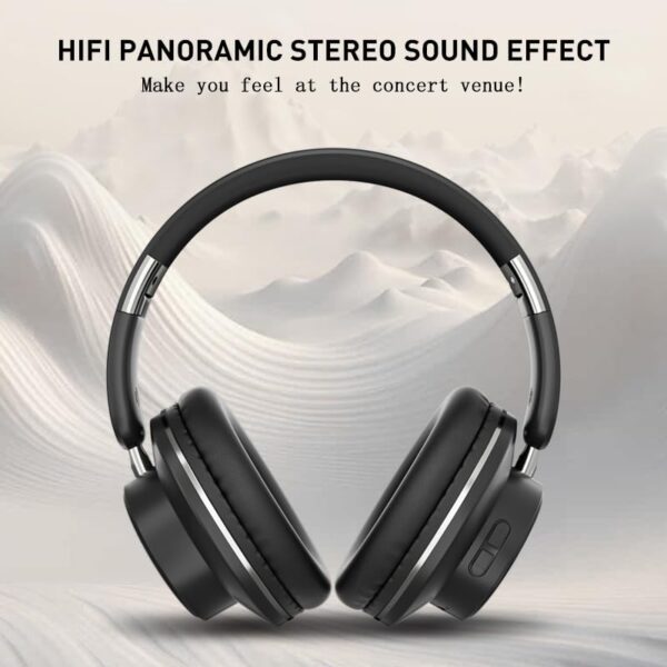 Bluetooth Over-Ear Headphones, Foldable Wireless Headphones with Hidden Mic for Cell Phone, PC, Laptop, Suitable for Music, School, Workouts, and Gaming (Black) - Image 3