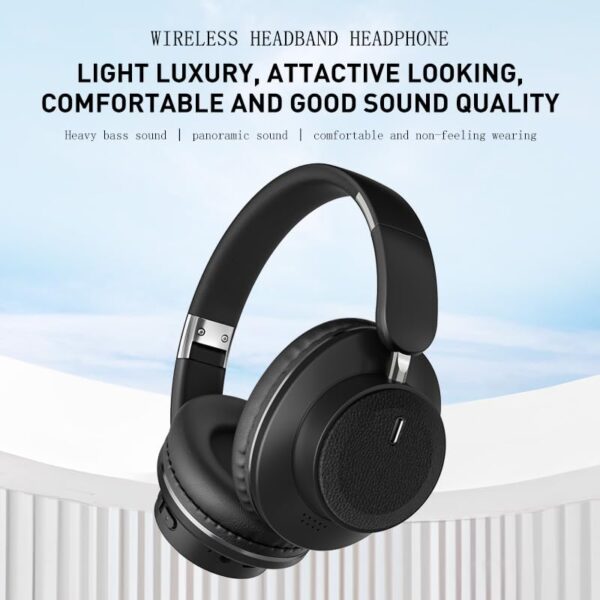 Bluetooth Over-Ear Headphones, Foldable Wireless Headphones with Hidden Mic for Cell Phone, PC, Laptop, Suitable for Music, School, Workouts, and Gaming (Black) - Image 5
