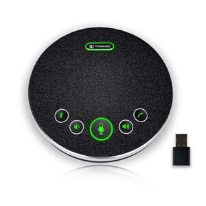 Bluetooth Speakerphone Conference Microphones, Wireless Conference Speaker 360°Voice Pick up with 4 AI Noise Cancellation Mics USB/Dongle/Bluetooth Connection 8 Hour Call Time for 8-12 People