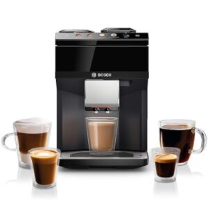 Bosch 500 Series Fully Automatic Espresso Machine – Touch Control Panel, Milk Hose, Ceramic Grinder, Uses Beans & Ground Coffee, 9 One-Touch Drinks, in Black TPU40109