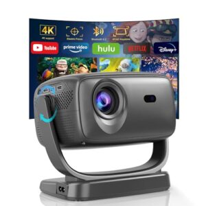 [Built-in App] Mini Projector, 4K Projector with 180° Rotation, FHD 1080P Portable Projector WiFi 6 & Bluetooth 5.2 Support, Smart Outdoor Projector Max 220″ Compatible with iPhone/Android/TV Stick