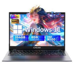 CHUWI GemiBook XPro Student Laptop 14.1”, Intel N100(up to 3.4GHz), 8GB LPDDR5 256GB SSD, Windows 11 Laptop Computer, 1920X1080 FHD Display, WiFi 6,BT5.2, HDMI,Type-C, Camera,5000mAh,2TB SSD Expand