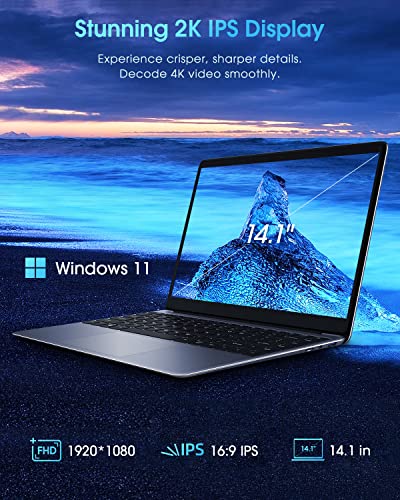 CHUWI HeroBook Pro 14.1'' Laptop, 256GB SSD 8GB RAM, Windows 11 Laptops, 2TB SSD Expand, Intel Celeron N4020(up to 2.8GHz), 2K FHD IPS Display, Ultra Slim, Mini-HDMI, 5G WiFi, USB3.0, Webcam,TF Card - Image 5