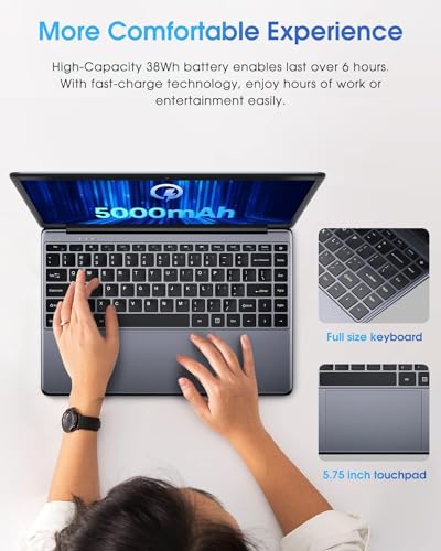 CHUWI HeroBook Pro 14.1'' Laptop, 256GB SSD 8GB RAM, Windows 11 Laptops, 2TB SSD Expand, Intel Celeron N4020(up to 2.8GHz), 2K FHD IPS Display, Ultra Slim, Mini-HDMI, 5G WiFi, USB3.0, Webcam,TF Card - Image 6