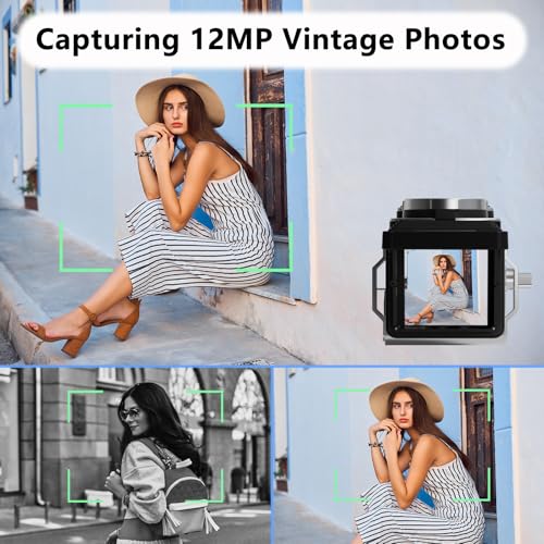 CHUZHAO Vintage Mini Digital Camera, Retro-Style Point and Shoot, 1080P Video & Photo Autofocus, Portable Compact Pocket Camera with 16GB Card for Beginners Teens Adults Black - Image 4