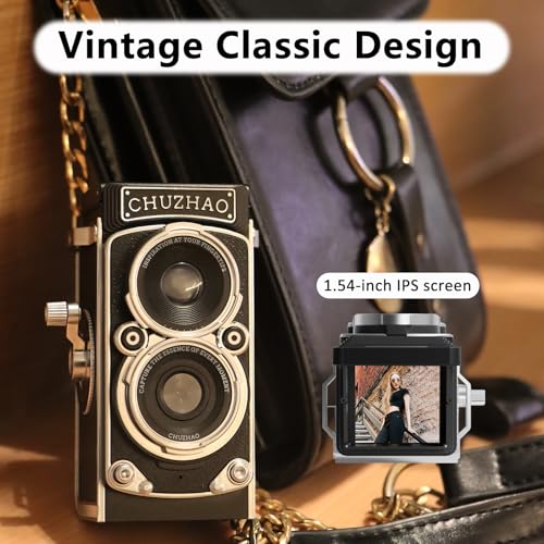 CHUZHAO Vintage Mini Digital Camera, Retro-Style Point and Shoot, 1080P Video & Photo Autofocus, Portable Compact Pocket Camera with 16GB Card for Beginners Teens Adults Black - Image 7