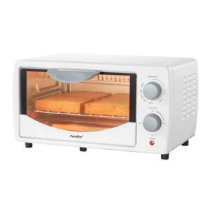 COMFEE’ Countertop Oven, Small Toaster Oven Combo 4 slice, Mini Oven for 9″ Pizza, Compact Oven, Bake, Broil, 950W, White, CTO-E101A(WH)