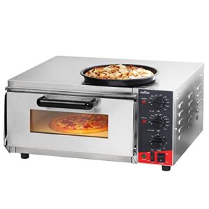 CROSSON ETL Listed Countertop Electric Indoor Commercial Pizza Oven with Pizza Stone And 30-minitue Timer,Indoor Stainless Steel Commercial Pizza Maker for Restaurant Home Use,120V/1800W
