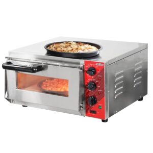 CROSSON Electric 14” Pizza Oven Countertop with Pizza Stone, 30-minute Timer and interior light,Indoor Stainless Steel Pizza Maker for Home Use,120V/1800W