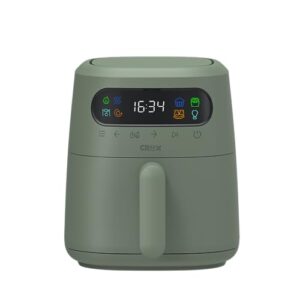 CRUX x Marshmello 3.0 QT Digital Air Fryer with TurboCrisp Technology, Touch Screen Temperature Control, Timer and Auto Shut-off, Fully Programmable, Silicone Cupcake Molds Included, Olive