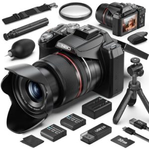 Cameras for Photography – 5K Digital Cameras with 180°Flip Screen, 64MP Vlogging Camera for YouTube, 16X Optical Zoom Shoot Fotograficas, 58mm UV Lens,2 Batteries
