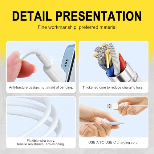 Car Carplay USB a to USB C Cable for iPhone 16E 16 iPhone 15 Pro Max Car Charger iPhone 16E 15 Chargers, iPhone 15 Carplay Cable i Phone 15 Pro Plus, iPad USB C Cable iPad 10th Air 5 4th Mini 6th 3FT - Image 5