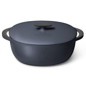 Caraway Enameled Cast Iron Dutch Oven – 8qt Dutch Oven With Lid – 3 Layer Enamel Coating – No Seasoning Required – Compatible With All Stovetops – Oven Safe – No Forever Chemicals – Midnight Blue