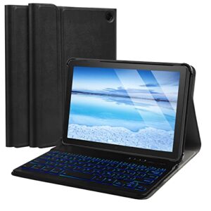 Case with Keyboard for Amazon Fire HD 8 & 8 Plus (2024 Release), Detachable Rechargeable Backlit Keyboard Case with Type-C Cable for HD 8 14th (Black)