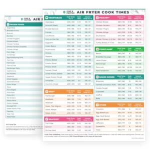 Cathy Yoder’s Air Fryer Cheat Sheet Set, Air Fryer Accessories, AirFryer Cooking Guide Magnetic Cheat Sheet, AirFryer Cook Times Chart Magnet with Temperature, Internal Food Temp for 80+ Popular Foods