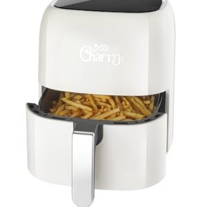 Charmi 5QT Air Fryer – Beautiful Retro Design, Stylish Countertop Look, Nonstick & PFAS-Free, Digital Touchscreen, 8 Cooking Presets, Dishwasher Safe (Cream White)