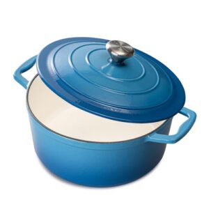 Chef Power Dutch Oven Pot with Lid 5QT, Enameled Cast Iron Dutch Oven for Bread Baking, Braising, Stews, Roasting, Oven Safe Dutch Ovens, Gradient Blue
