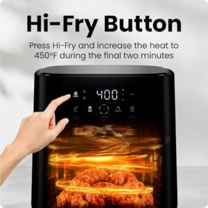 Chefman Air Fryer – 6 QT Compact Airfryer for Quick & Easy Meals, Features Hi-Fry Technology for Extra Crisp, Easy-View Window, Touch Controls with 4 Presets, Nonstick & Dishwasher Safe Basket – Black