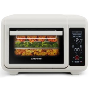 Chefman Air Fryer Toaster Oven Combo, 15 Qt. Countertop Oven for Quick & Healthy Meals, Bake, Broil, Air Fry, Toast, and Bagel Functions, 450°F Max Temp, 4 Slice Toaster Oven Air Fryer Combo – White