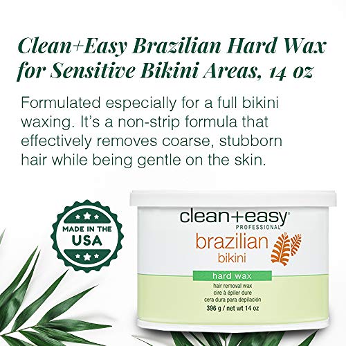 Clean + Easy Brazilian Wax – Hard Wax Bikini Hair Removal for Intimate Areas, No-Strip Formula for Coarse Hair, 14 oz - Image 3