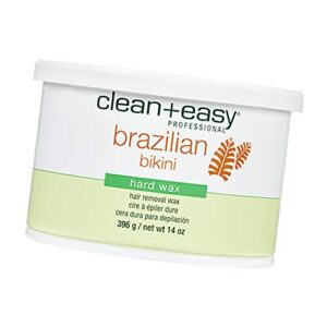 Clean + Easy Brazilian Wax – Hard Wax Bikini Hair Removal for Intimate Areas, No-Strip Formula for Coarse Hair, 14 oz
