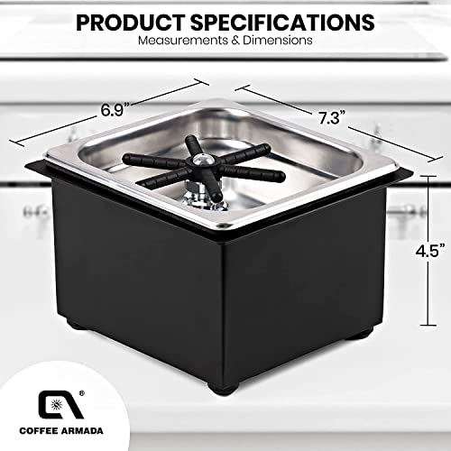 Coffee Armada Glass and Pitcher Rinser – Stainless Steel – High Pressure Auto Jet Washer Press – Essential item for Professional Coffee Shops and Bars 7.3” x 6.9” x 4.5” - Image 3