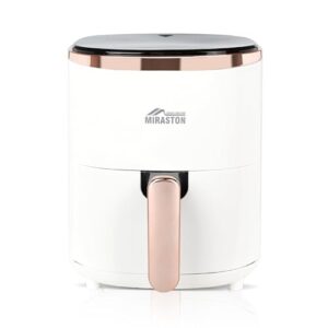 Compact 3.6QT Air Fryer, Round Air Fryers for 1-3 People, with Baking Pan, Digital Display with 9-Presets, Air Fry Snacks, Frozen Food, Reheat Leftovers, for Dorm, Apartment, Cream white