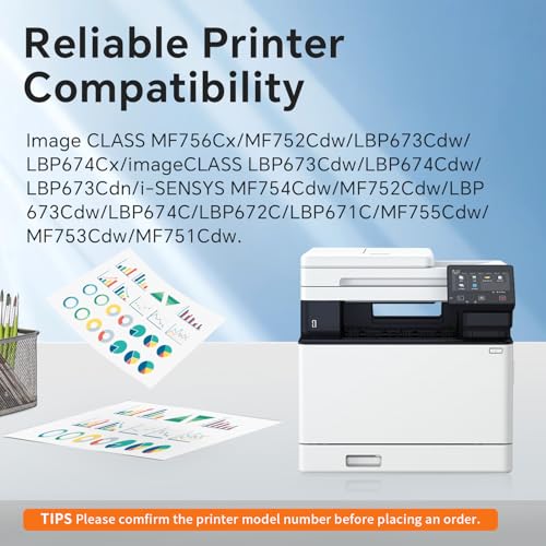 Compatible CRG-069H 069 Toner Cartridge Set Replacement for Canon 069 069H with CHIP for imageCLASS MF751Cdw LBP674Cdw LBP673Cdw MF753Cdw Printer (B/C/M/Y, 4-Pack) - Image 3