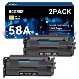 Compatible Toner Cartridge Replacement for HP 58A CF258A 58X CF258X (with chip) 58A CF258A Toner Cartridge Black for Laserjet Pro MFP M428fdw M404n M428fdn M404dn M430 Printer(2 Black)