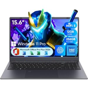 Coolby 15.6inch Windows 11 Laptop, 12GB RAM/256GB SSD, 1920×1080 IPS Display, Intel N95(Beats N5095) Quad Core Laptop Computer, Support Fingerprint, WiFi 5, BT