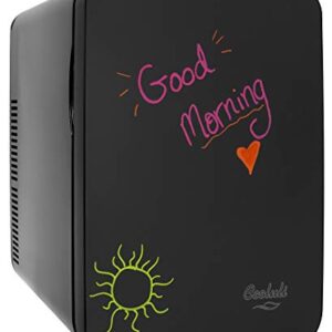 Cooluli 15L Mini Fridge with Magnetic Blackboard – Portable Small Refrigerator for Travel, Car & Office, V15LE2BK