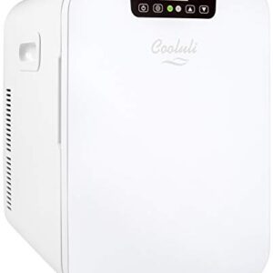 Cooluli 20 Liter Mini Fridge with Temperature Control – White Thermoelectric Cooler and Warmer for Bedroom, Office, Car, Dorm