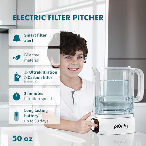 Countertop Electric Water Filter Pitcher with 6-Month UltraFiltration - Fast 2-Min Filtration, Removes 99% Lead, PFAS, Mercury & Chlorine - BPA Free, 50oz Capacity - Image 4