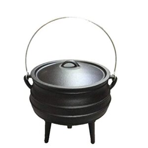 Cuisiland 10QT Cast Iron Potjie Cauldron Pot with Lid & 3 Legs – Pre-Seasoned South African-Style Campfire Pot for Outdoor Cooking, Soups, Stews & Braising – Heavy-Duty Cast Iron Dutch Oven