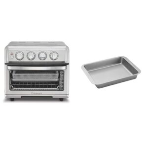 Cuisinart Air Fryer + Convection Toaster Oven, 8-1 Oven with Bake, Grill, Broil & Warm Options, Stainless Steel, TOA-70 & AMB-TOBBP Toaster Oven Baking Dish, silver, 1.12″” x 0.86″” x 0.16″””