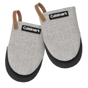 Cuisinart Heritage Mini Oven Mitts – 5.5” x 7” Heat-Resistant Kitchen Mitts for Oven with Non-Slip Neoprene Palm, Cotton Filling, and Faux Leather Loop – Durable Oven Mitt Set for Cooking & Baking