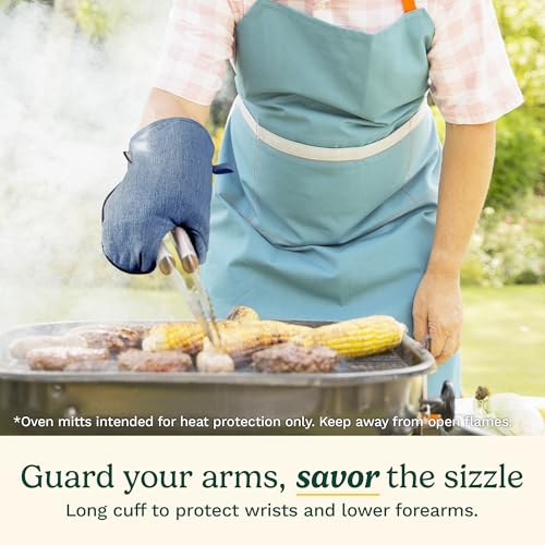 Cuisinart Kitchen Oven Mitts – Heat-Resistant Kitchen Mitts for Oven with Non-Slip Neoprene Palm, Long Cuff, and Cotton Filling – Durable Oven Gloves for Cooking, Baking, & Grilling (Chambray) - Image 5