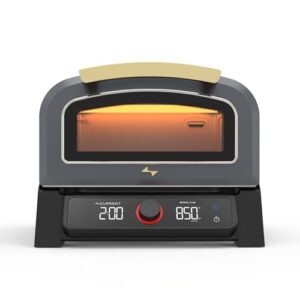 Current® Model P Smart Electric Pizza Oven, 12-Inch, 850°F Max, Multiple Cooking Modes, App Connectivity for Temperature Monitoring & Custom Cooking Times, Compact for Indoor & Outdoor Use, Dark Gray