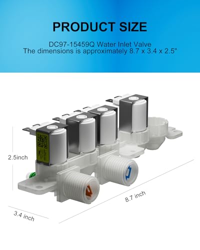 DC97-15459Q Washer Water Inlet Valve - Compatible with Samsung Washing Machine Parts, Replace AP7187126, EAP16735204, WA52A5500AV, WA55A7300AE, WA51A5505AC/US - 1 Year Warranty - Image 3
