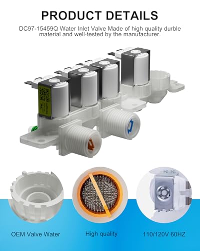 DC97-15459Q Washer Water Inlet Valve - Compatible with Samsung Washing Machine Parts, Replace AP7187126, EAP16735204, WA52A5500AV, WA55A7300AE, WA51A5505AC/US - 1 Year Warranty - Image 4