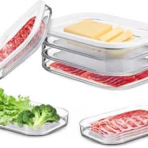 Deli Meat Container for Fridge, Stackable Bacon Cheese Container for Refrigerator, Dishwasher Safe Meal Prep Containers with Lid for Cold Cuts, Lunch Meat, Salami, BPA Free, 3pcs