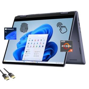 Dell Inspiron 14 2-in-1 Laptop, 14″ FHD TouchScreen Display, AMD Ryzen 5-8640HS(Up to 4.9Hz), 16GB DDR5, 1TB PCIe SSD, Backlit KB, FP Reader, SD Card Reader, WiFi 6E, HDMI, USB-C, PDG HDMI, Win 11 Pro