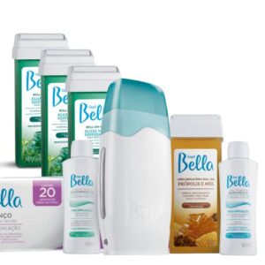 Depil Bella Bundle Kit Waxing Roller, 1 Roll on Honey and propolis + 3 Roll on Algae with Peppermint Depilatory Wax Hair removal for Women and men, Sensitive hair, At Home and professional Waxing