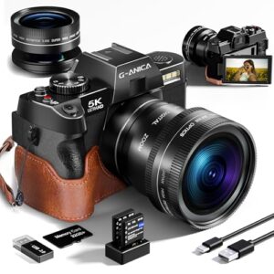 Digital Camera, 48MP Cameras for Photography with WiFi & App Control, 5K Vlogging Camera for YouTube with Bag,Compact Camera,Perfect for Entry-Level Users and Beginners with Macro&Wide Lens-32GB Card