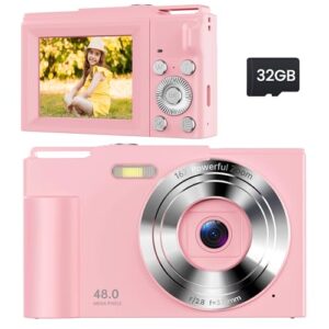 Digital Camera for Kids: Pink Camera for Teens – Christmas Birthday Gifts for Girls 8-10 – 16X Zoom Shoot Camera for Ages 8-13 – Compact Camera for 6 7 8 9 10 Years Old- Toys for Kid Children Toddler