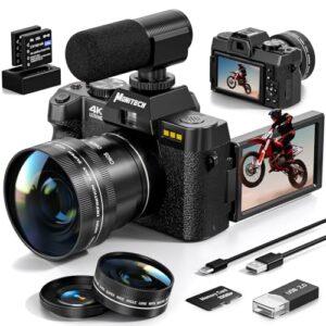 Digital Cameras for Photography & 4K Video, 48 MP Vlogging Camera for YouTube with 180° Flip Screen,16X Digital Zoom,Flash & Autofocus,52mm Wide Angle & Macro Lens,2 Batteries,32GB SD Card