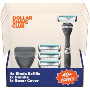 Dollar Shave Club | Travel Shave Set | 4 Swift Rinse Refill Cartridges, 1 Handle, 1 Razor Cover