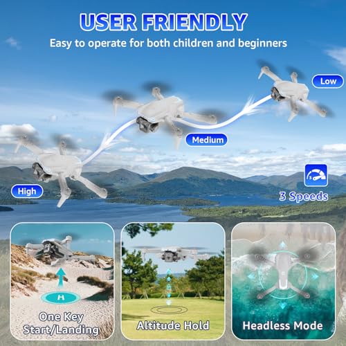Drone with Camera for Kids & Adults, 1080P HD Mini FPV Drones with Altitude Hold, One-Key Take Off/Landing, Headless Mode, 360° Flips, Speed Adjustment, Toys Gifts for Boys Girls, Beginner - Image 6